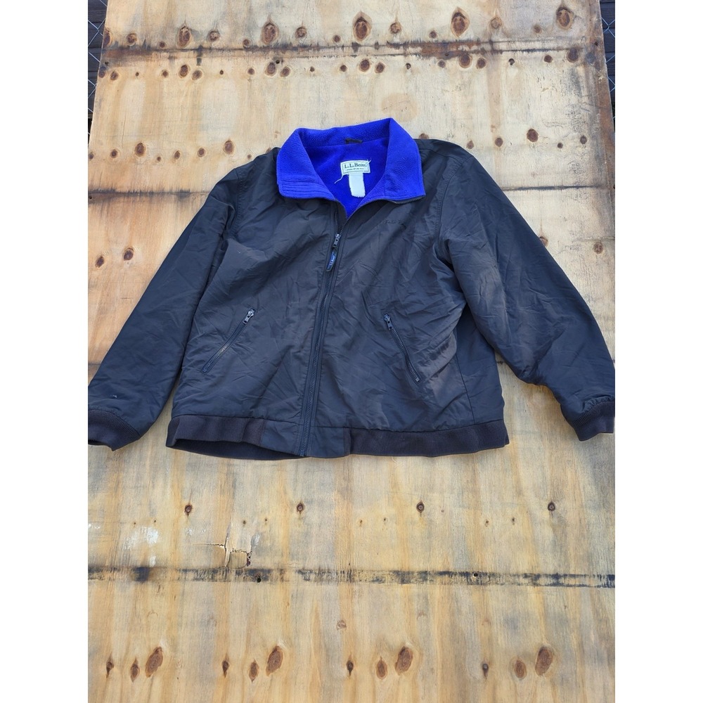Vtg LL Bean Warm-Up Jacket Black 90s Fleece Lined Bomber Jacket Mens XL